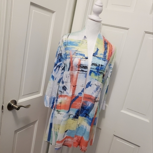 Impulse California Art Deco Lightweight Open Front Cardigan Size Medium - Picture 1 of 8